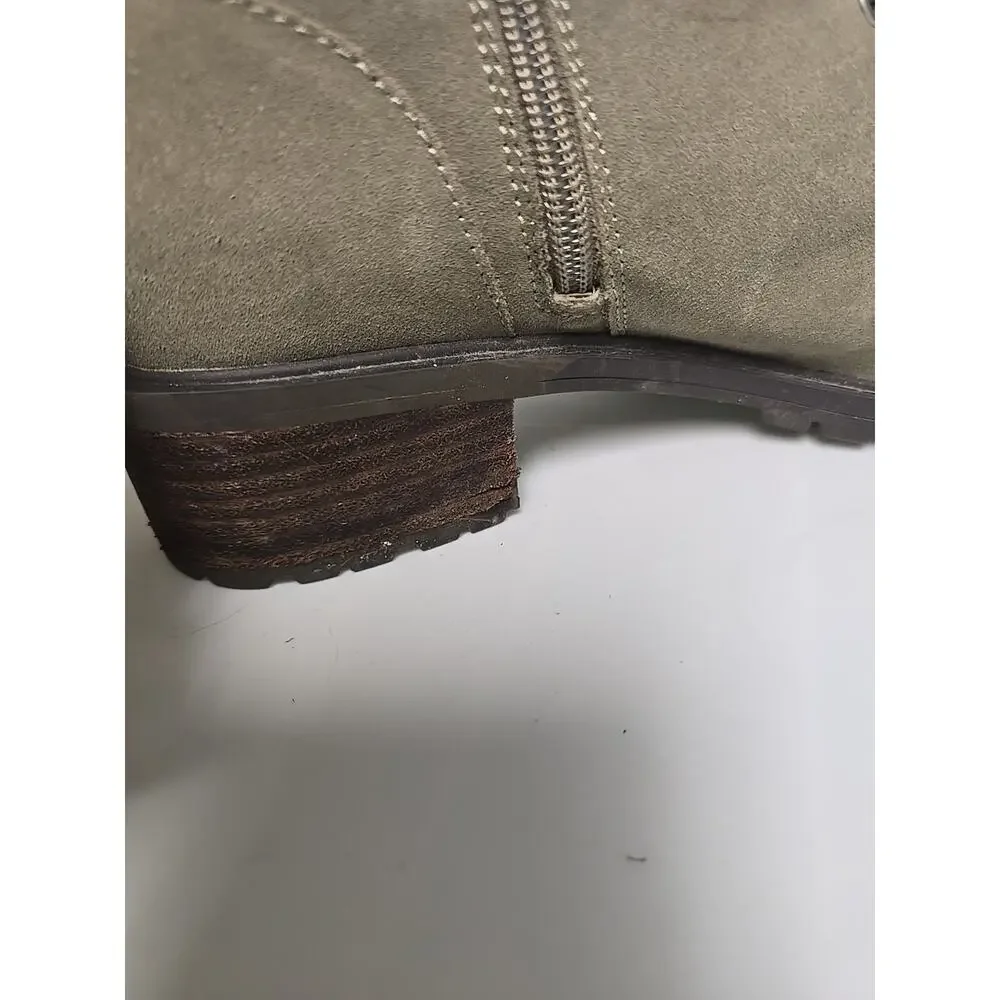 Lucky Brand LK-Jacenia Olive Green‎ Suede Lined Lace Up Ankle Boots Womans Sz 9M